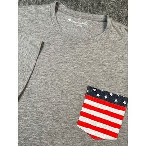 Travis Mathew Party On Heather‎ Gray American Flag Pocket T Shirt Mens L